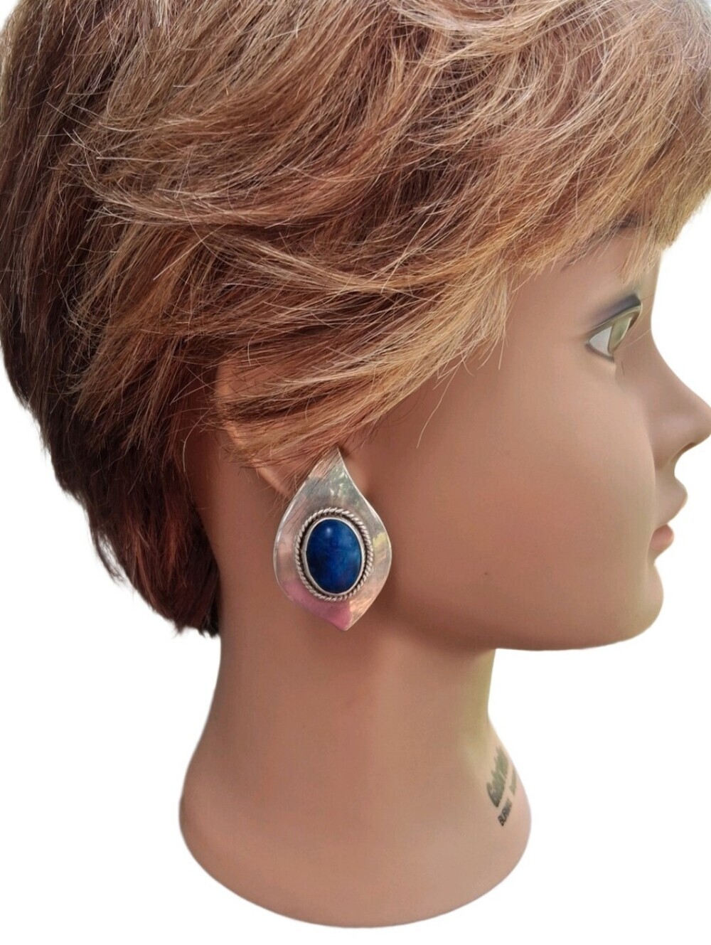 Vintage Taxco Mexico Sterling Silver Dulce TO-34 Blue Sodalite Earrings 925